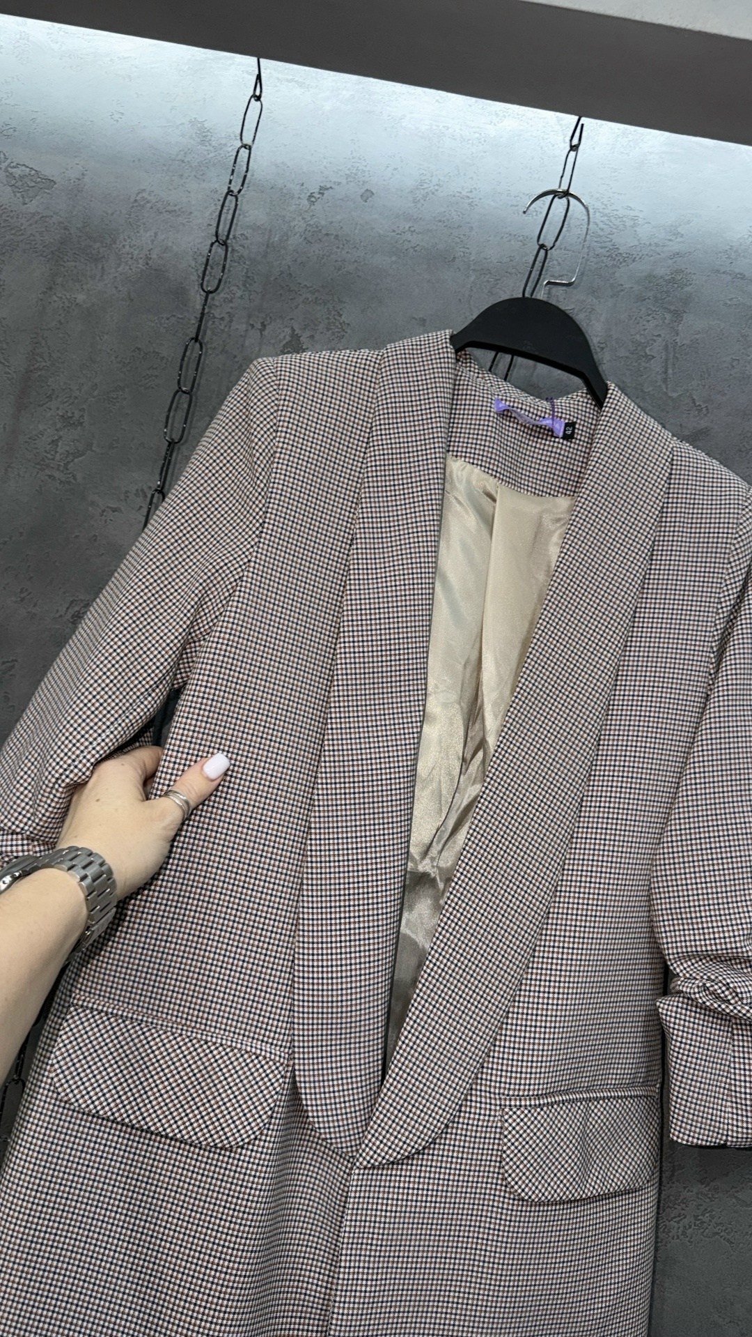 женский клетчатый шерстяной пиджак в стиле ретро,пиджак женский оверсайз в клетку,женский пиджак,пиджак milliant,пиджак повседневный