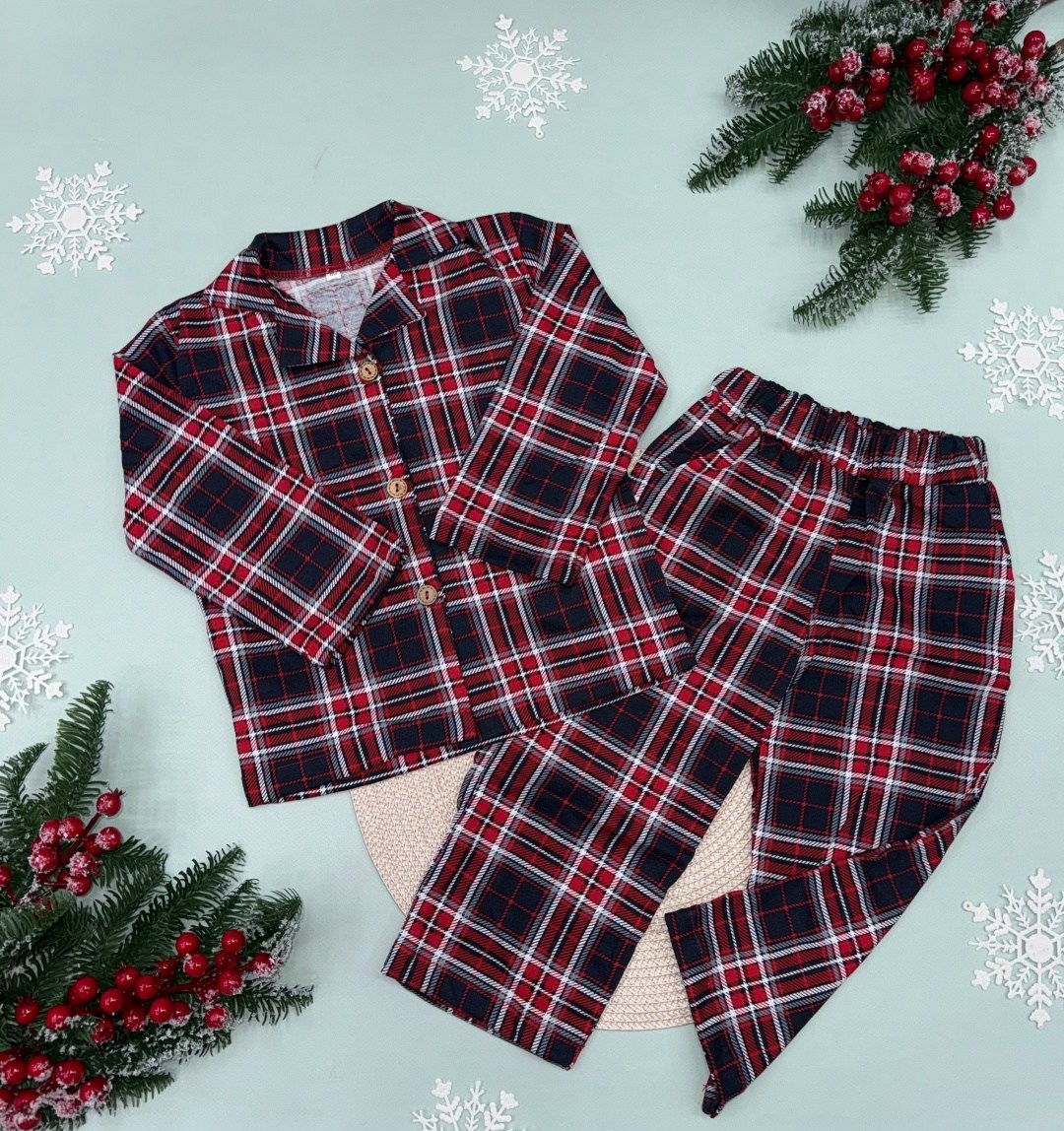 пижама в клетку,детская пижама клетка,комплект пижама,детская пижама в клетку красная,пижама детская в клетку брюки и рубашка рыжик