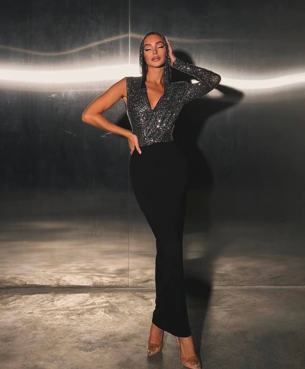 комбинезон с паетками вечерний,модная ,вечернее платье,блестящий комбинезон