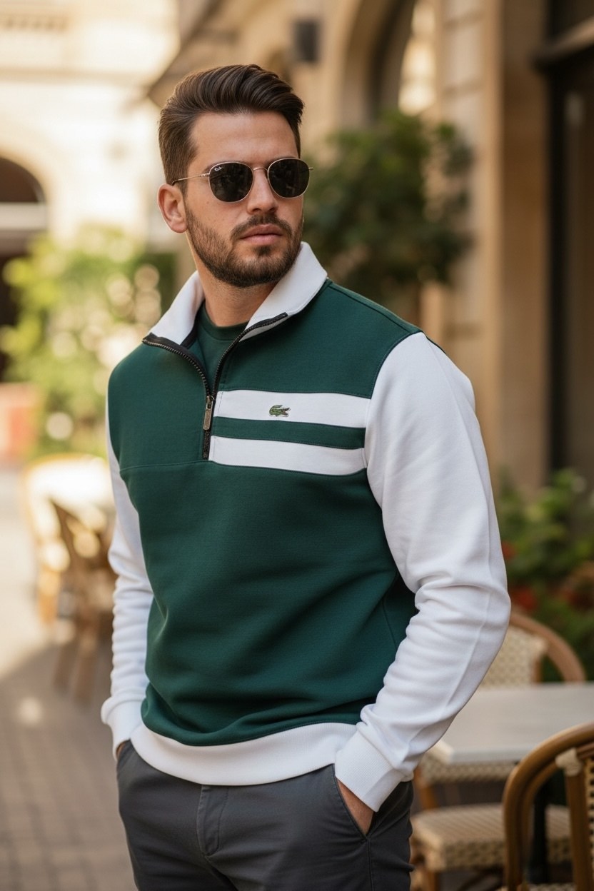 кофта мужская,кофта lacoste,мужская мода,кофта с воротником,свитшот lacoste