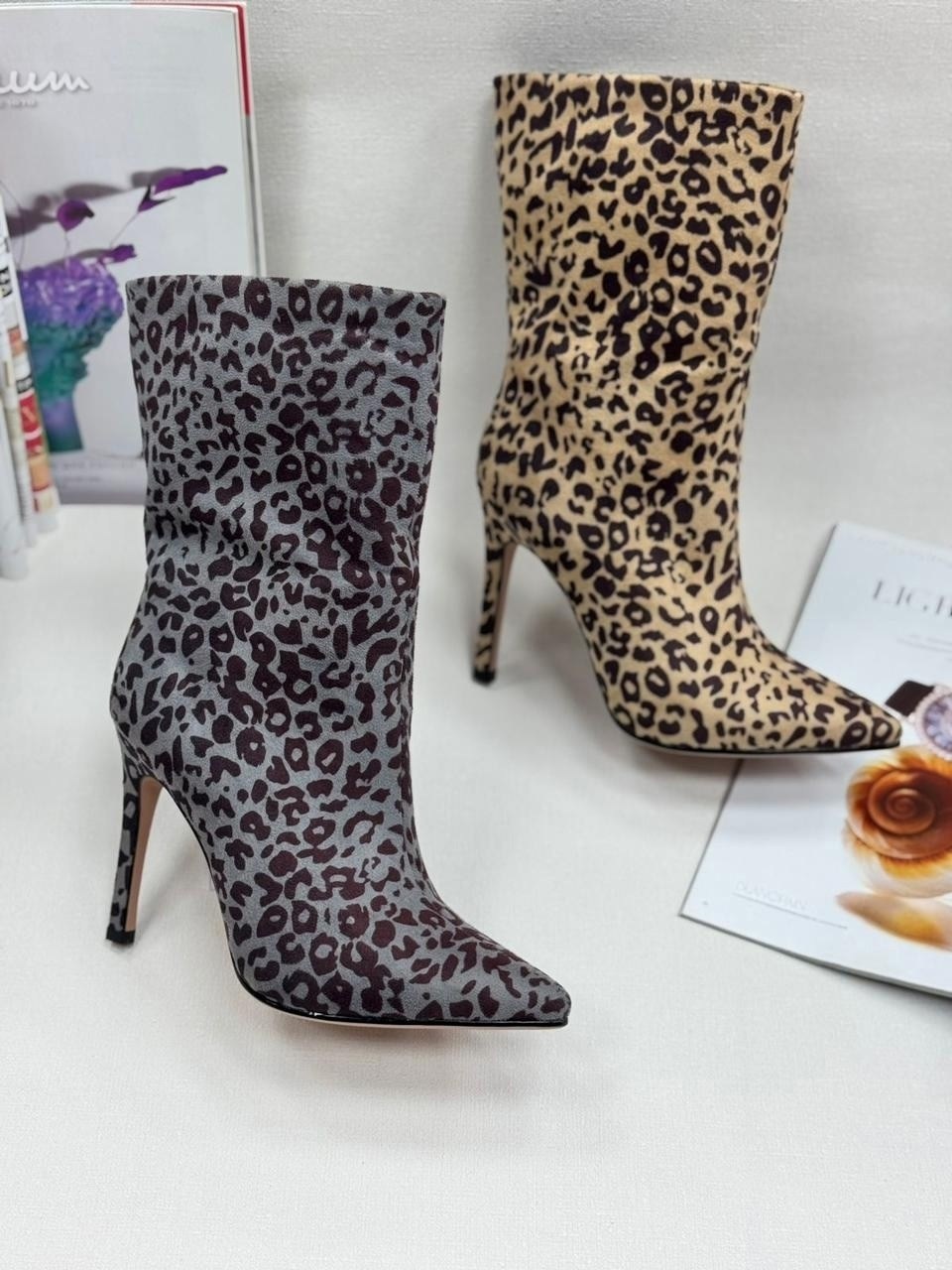 леопардовые сапоги,,сапожки,ботильоны с леопардовым каблуком,женские сапоги