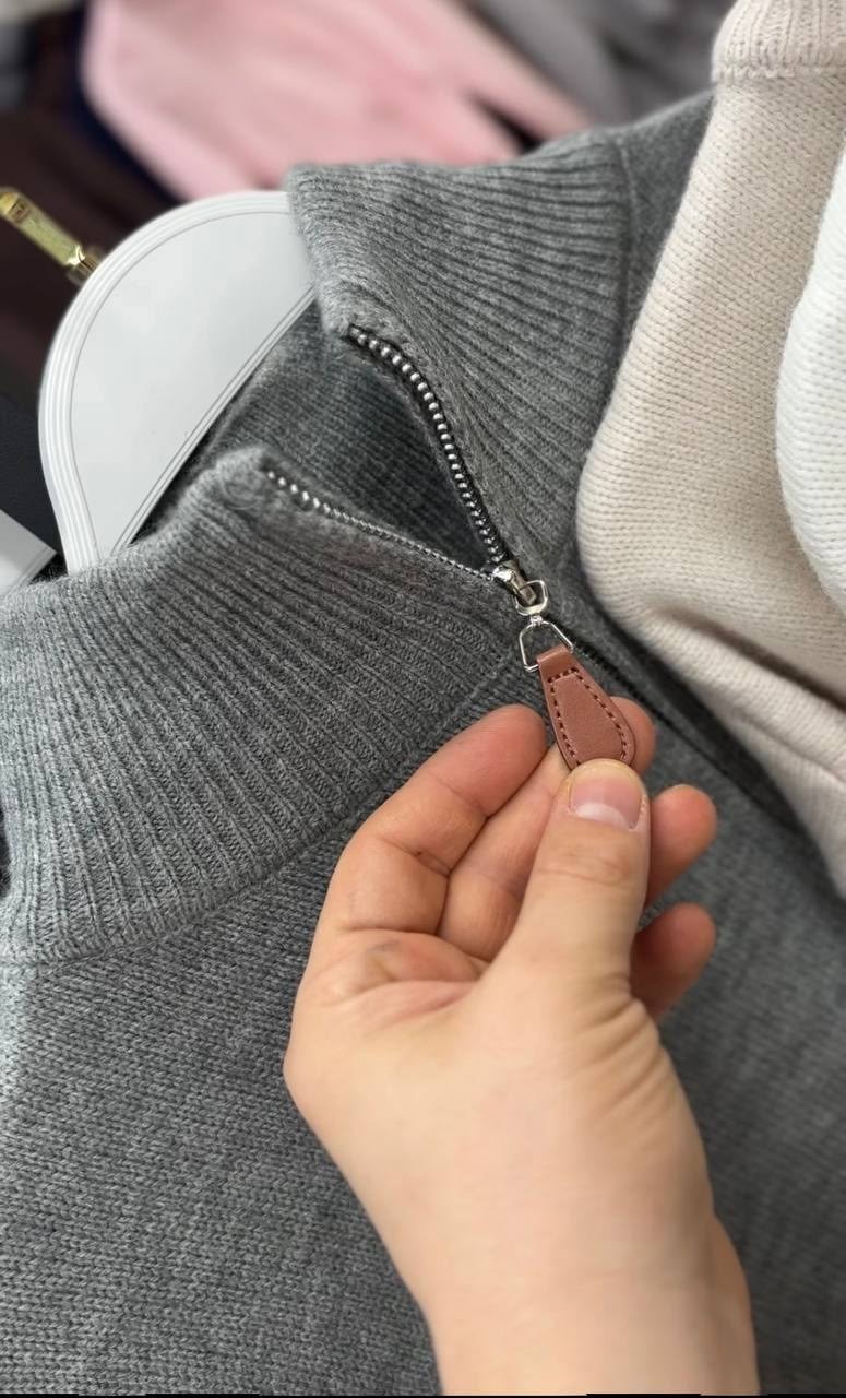 трендовый джемпер на молнии dina style,женская кофта,кофта теплая,кофта кашемир,свитер поло с горлом на молнии m.triffany