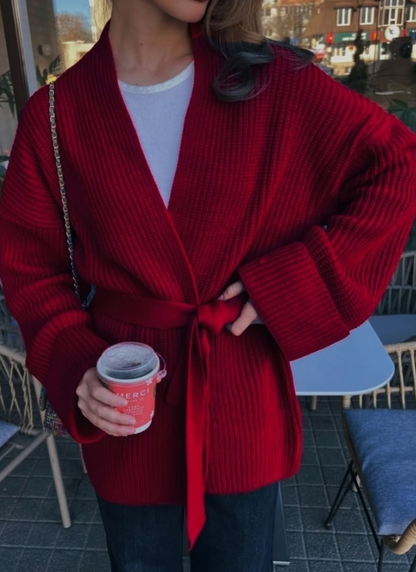 кардиган крупной вязки с поясом miederes цвет серый,кардиган с поясом,кардиган крупной вязки с поясом (серый) miederes,кардиган,кардиган вязаное