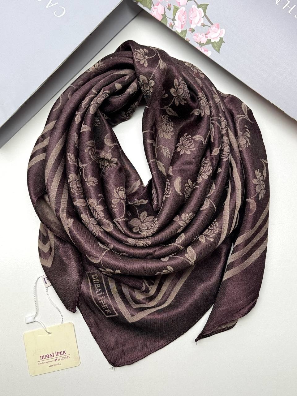 шелковый платок,платки женские,платок шелковый однотонный 90х90см romasi,платок шелковый однотонный,платок женский шелковый