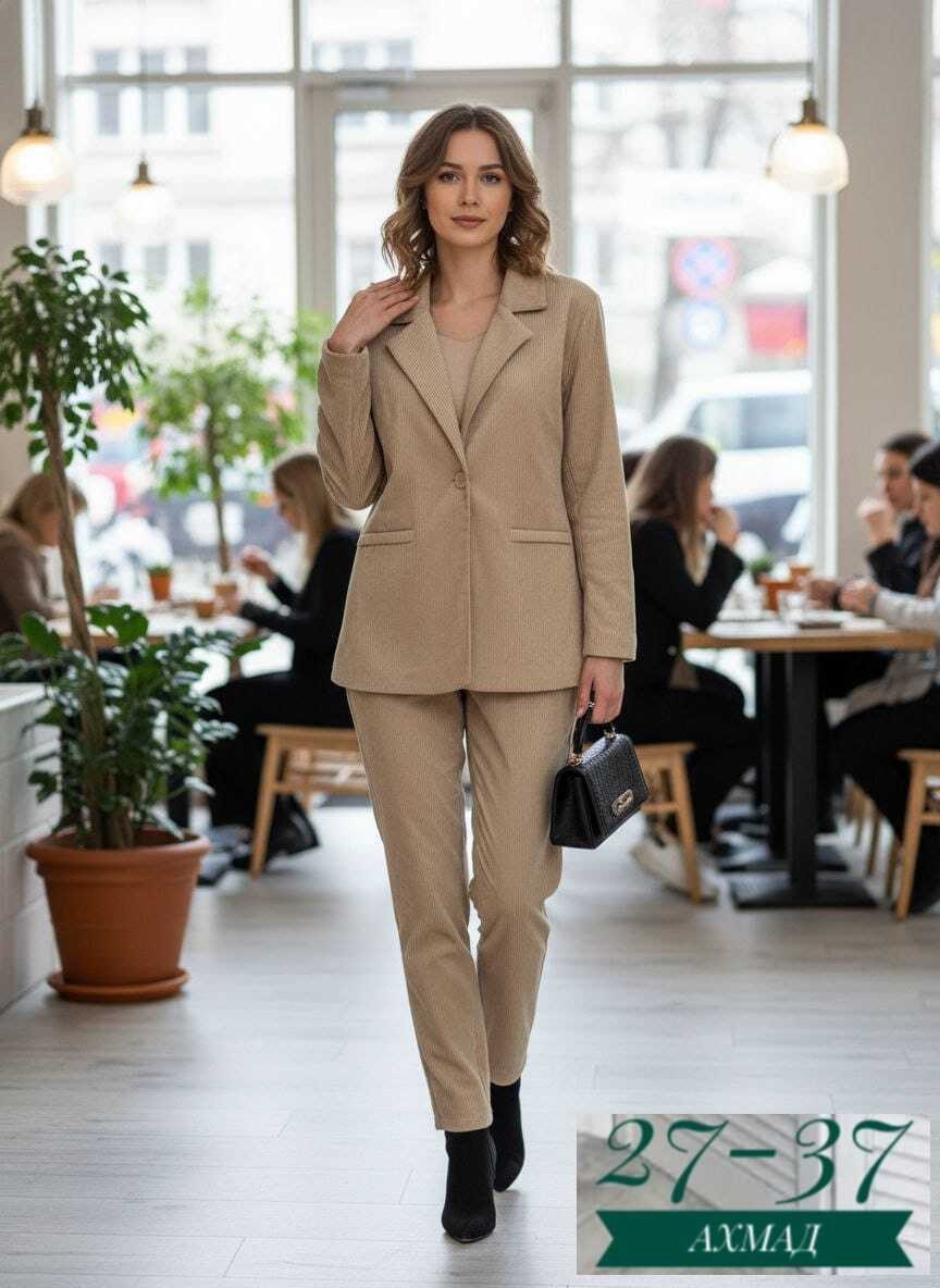 брючный костюм sandyna 13860 серо-коричневый,бежевый классический костюм женский брючный,брючный костюм женский,брючный костюм,бежевый брючный костюм