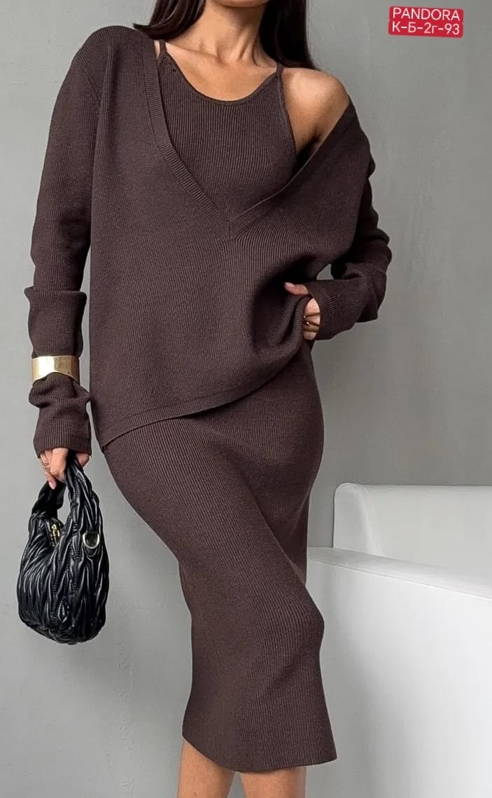 костюм вязаный двойка: свитер и платье masari,костюм вязаный двойка: свитер и платье masari 465062001,трикотажный костюм,трикотажный комплект сарафан + кофта,трикотажный костюм с юбкой