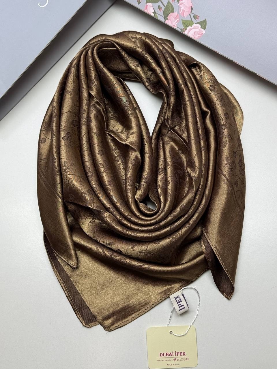 платок шелковый женский,платок шелковый однотонный 90х90см romasi,платки женские,платки шарф,шелковый платок