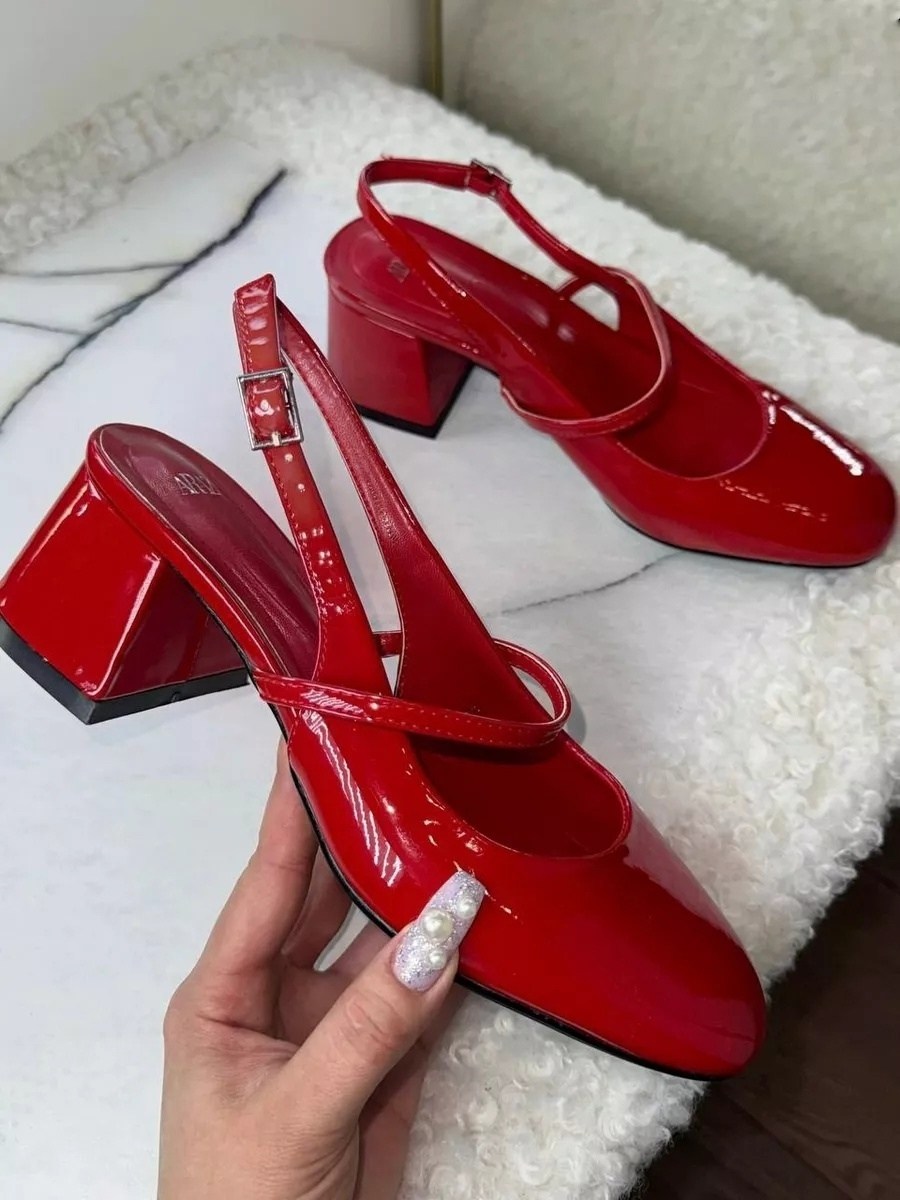 ,туфли на каблуке,туфли стильные,женская ,туфли лаковые с открытой пяткой на каблуке valentina wang цвет красный
