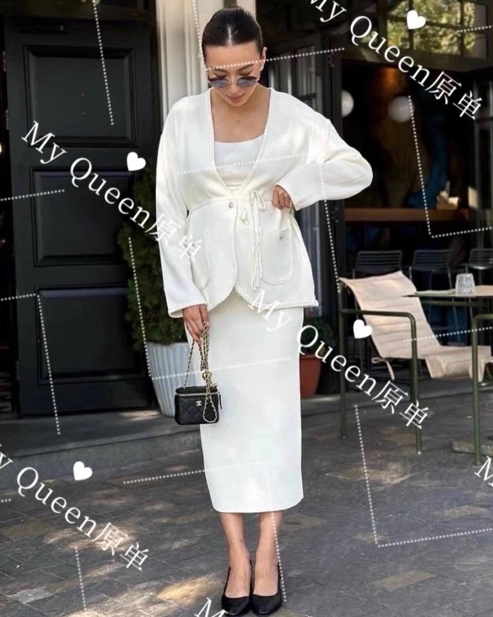 женский элегантный комплект из двух предметов,элегантные женские комплекты,костюм с кардиганом,трикотажный костюм