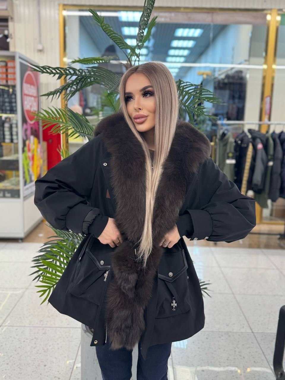 парка женская удлиненная с мехом финского песца city furs,парка с натуральным мехом,парка с мехом,меховая парка,парка с мехом песца