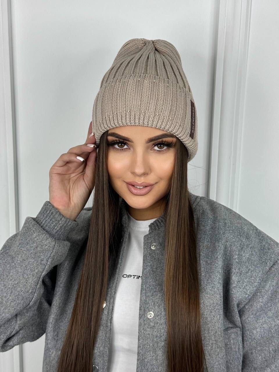 стильная шапка с одинарным отворотом,шапка бини,стильная зимняя шапка вязаная aliku,стильная зимняя шапка вязаная,шапка бини с отворотом