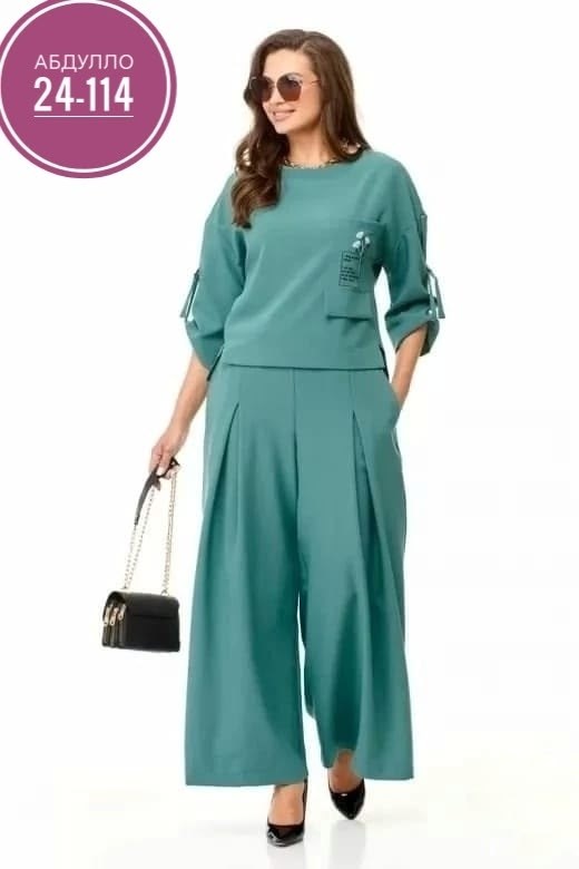 женские костюмы больших размеров,женские костюмы,женский костюм двойка,блуза, кюлоты taita plus 2319 бирюза,летние костюмы