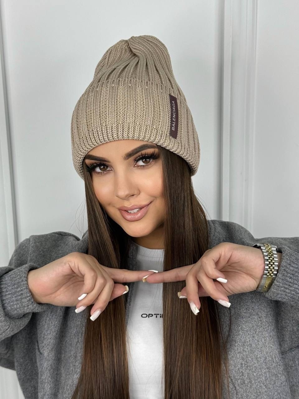 стильная шапка с одинарным отворотом,шапка бини,стильная зимняя шапка вязаная aliku,стильная зимняя шапка вязаная,шапка бини с отворотом