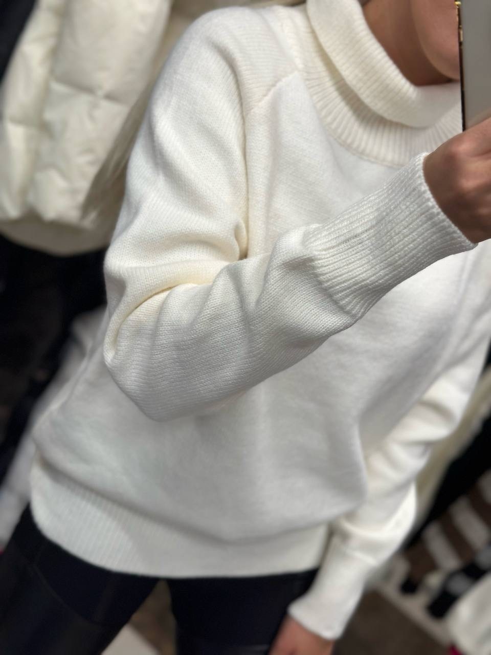 свитер женский,свитер джемпер кашемировый оверсайз,свитер оверсайз с горлом теплый вязаный sheva,свитер женский белый,вязаные свитера женские
