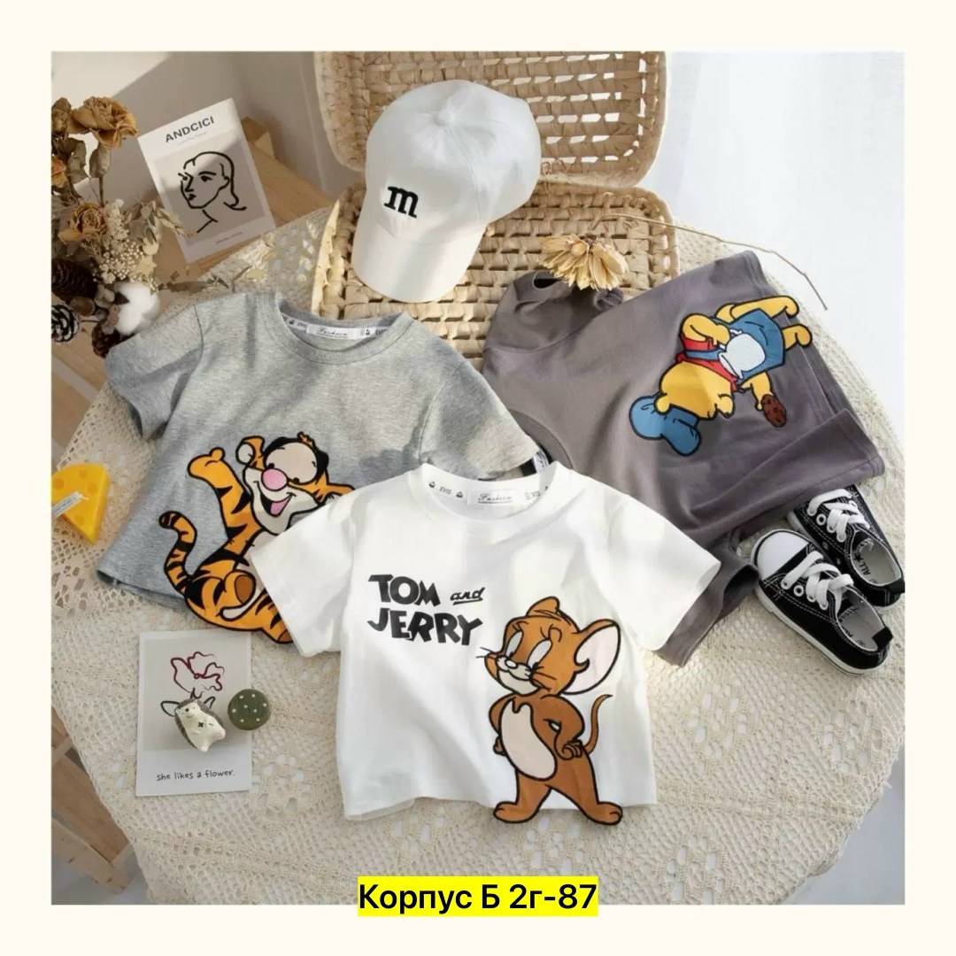 вышивка на детском трикотаже том и джерри,костюм детский,кофточка для мальчиков,футболка для малыша,футболка детская