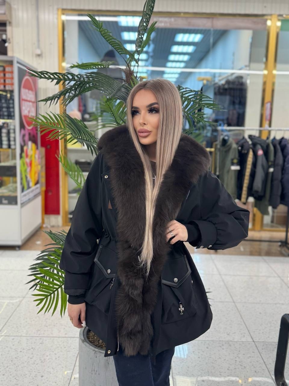 парка женская удлиненная с мехом финского песца city furs,парка с натуральным мехом,парка с мехом,меховая парка,парка с мехом песца