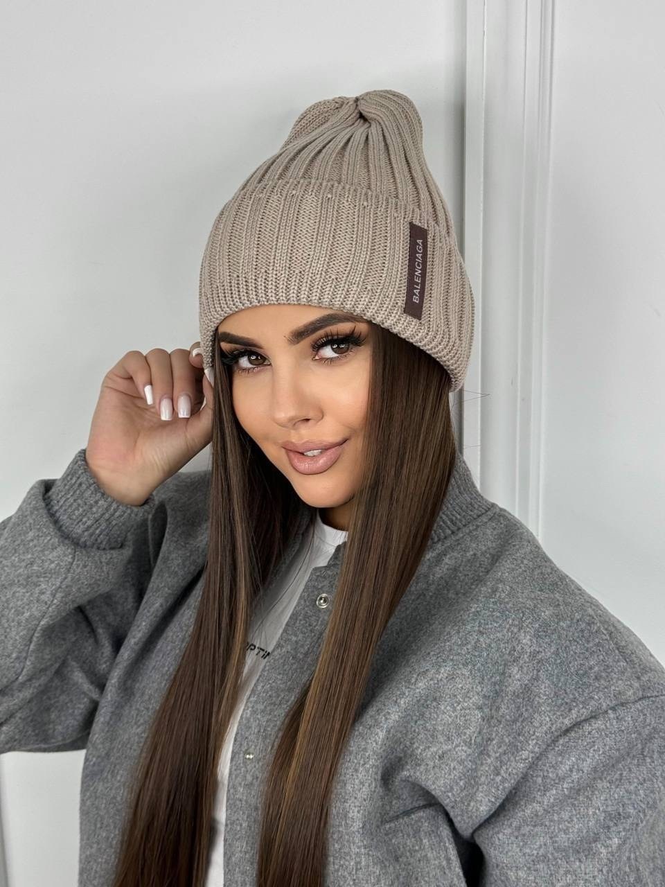 стильная шапка с одинарным отворотом,шапка бини,стильная зимняя шапка вязаная aliku,стильная зимняя шапка вязаная,шапка бини с отворотом