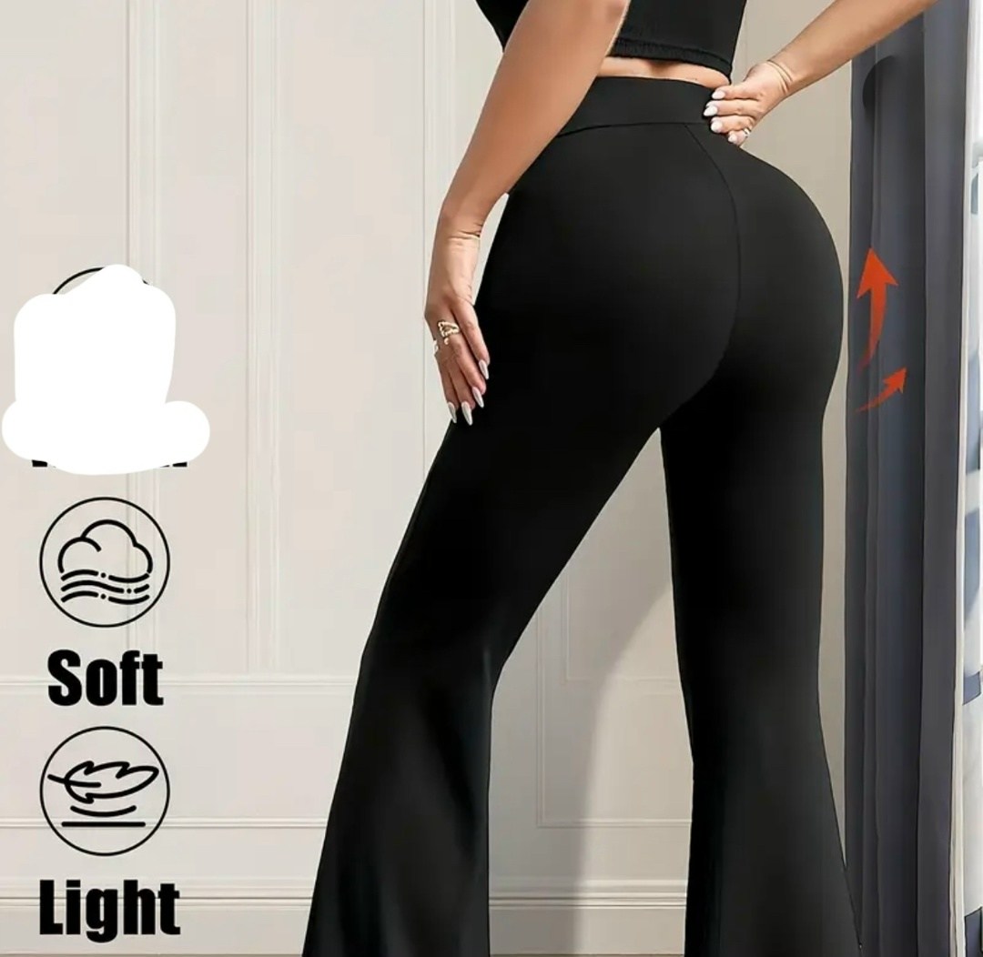 женские весенне-летние облегающие расклешенные брюки с высокой талией,женские леггинсы с высокой талией и широкими штанинами - черные,женские летние брюки-клеш с v-образным вырезом,женские черные раск