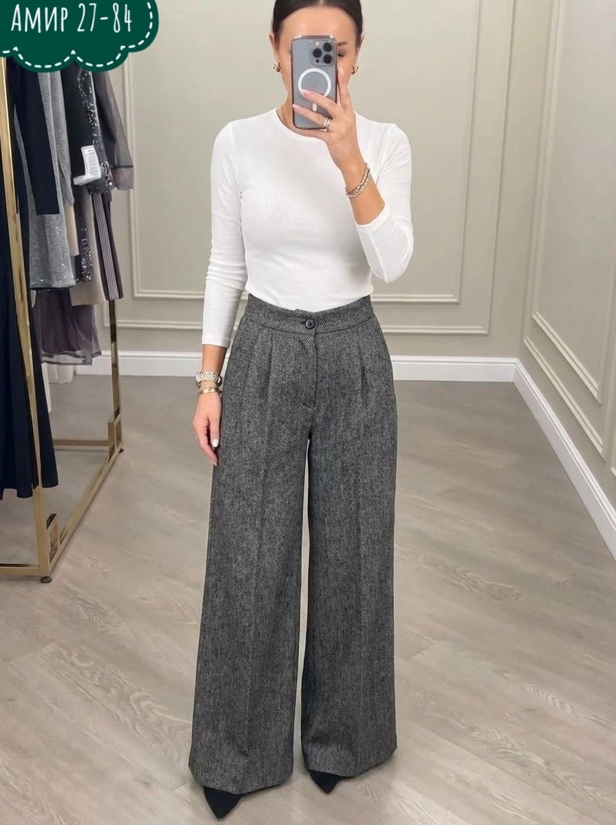 брюки палаццо,брюки палаццо серые,брюки палаццо светло-серые,широкие штаны палаццо-классика в современном мире моды,брюки палаццо kiazo размер 42 серый