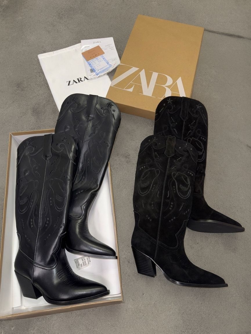,сапоги казаки zara,женские сапоги,ковбойские сапоги,сапоги zara казаки черные