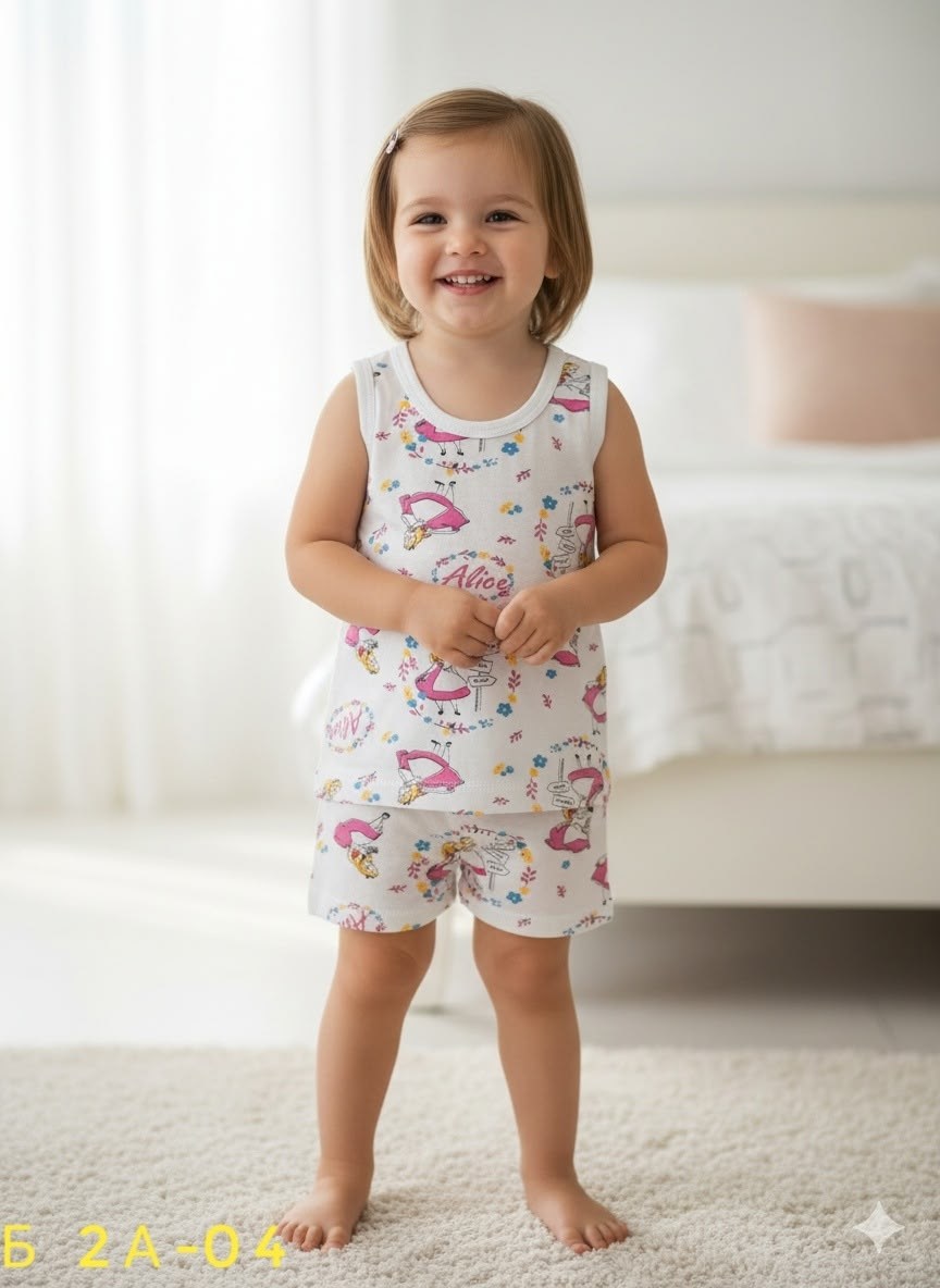 ребенок,пижама с принтом,пижама для девочек,трикотажная майка со зверями для девочки,комплект нижнего детского белья