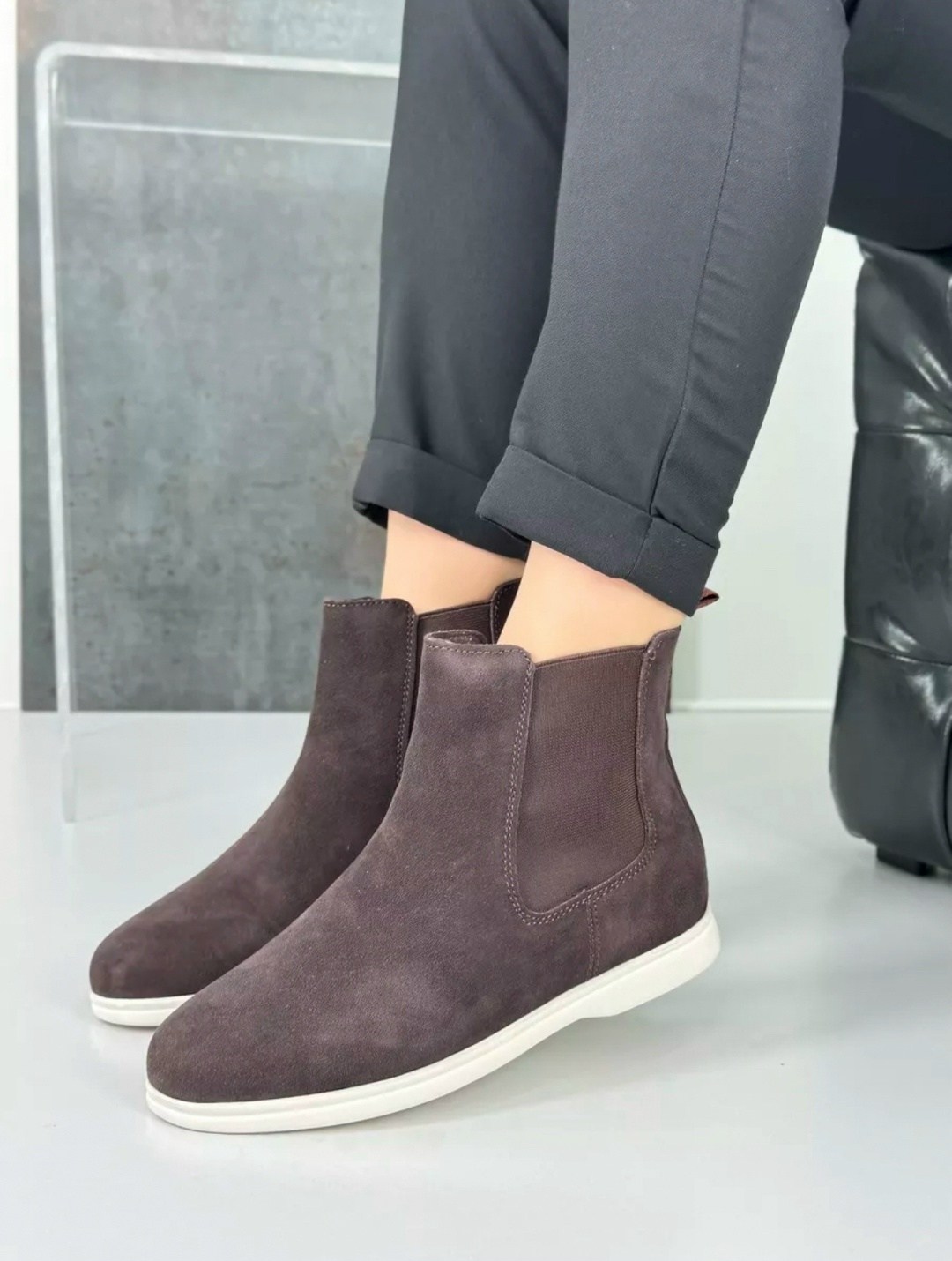 ,мужские ботинки челси,замшевые ботинки,челси loro piana winter beatle walk замшевые ботинки,ботинки челси loro piana