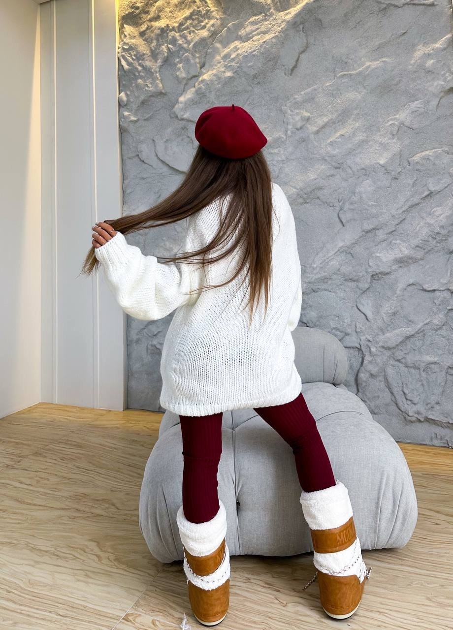 женский свитер оверсайз,свитер оверсайз белый вязаный туника с горлом jukoss 176588817,вязаный свитер оверсайз,туника вязаная,оверсайз белая кофта