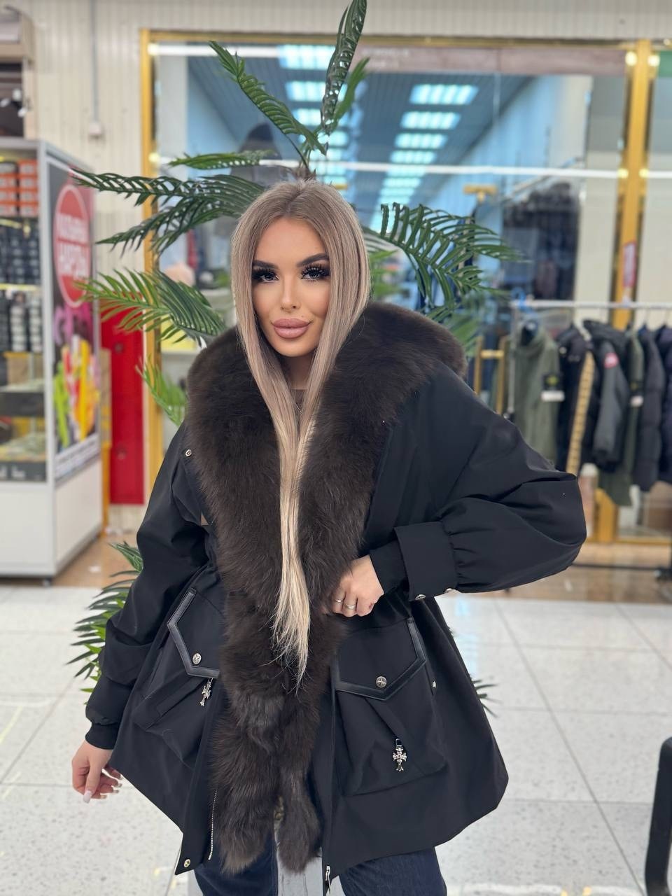 парка женская удлиненная с мехом финского песца city furs,парка с натуральным мехом,парка с мехом,меховая парка,парка с мехом песца