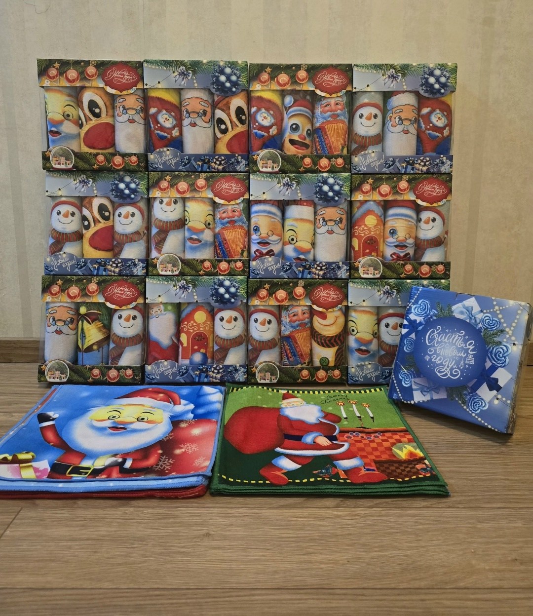 полотенца кухонные новогодние набор,набор вафельные полотенца,полотенце новогоднее,набор полотенец,новогодние наборы полотенец