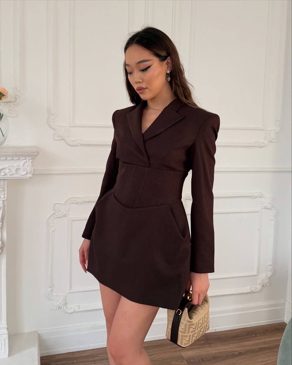 стильные наряды,платье,наряд,платье-жакет мини с корсетной вставкой на талии