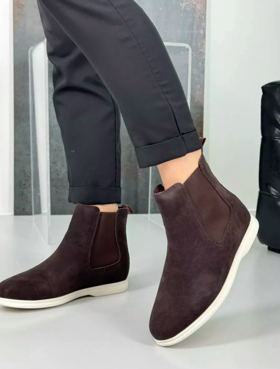 ,мужские ботинки челси,замшевые ботинки,челси loro piana winter beatle walk замшевые ботинки,ботинки челси loro piana