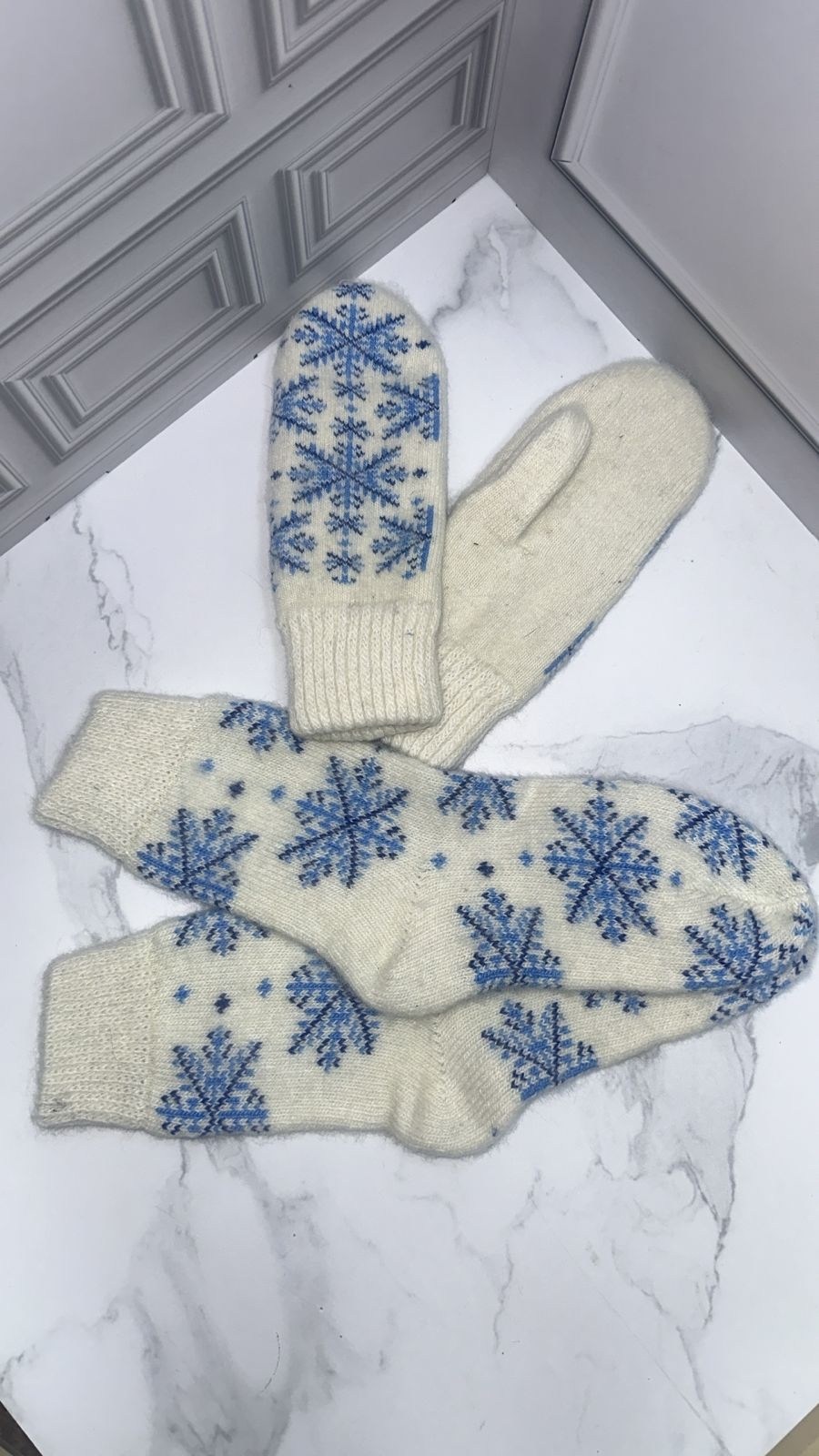 варежки со снежинкой,рассказовские варежки,женские варежки,пуховые варежки со снежинками,варежки женские "снежинка"