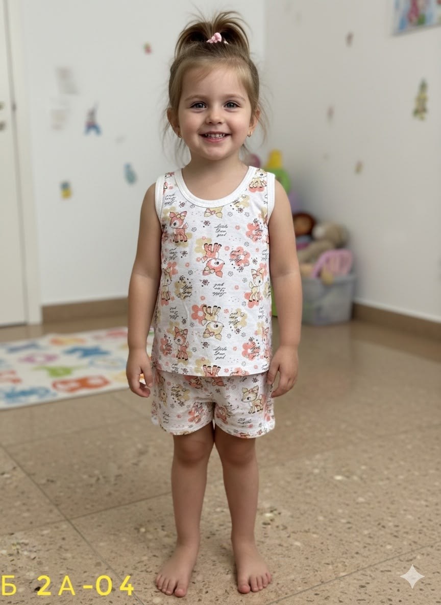 ребенок,пижама с принтом,пижама для девочек,трикотажная майка со зверями для девочки,комплект нижнего детского белья