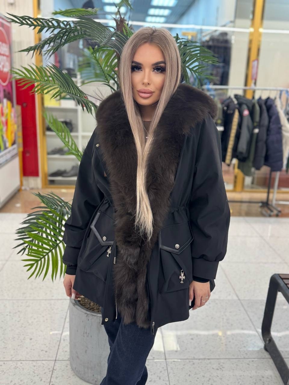 парка женская удлиненная с мехом финского песца city furs,парка с натуральным мехом,парка с мехом,меховая парка,парка с мехом песца