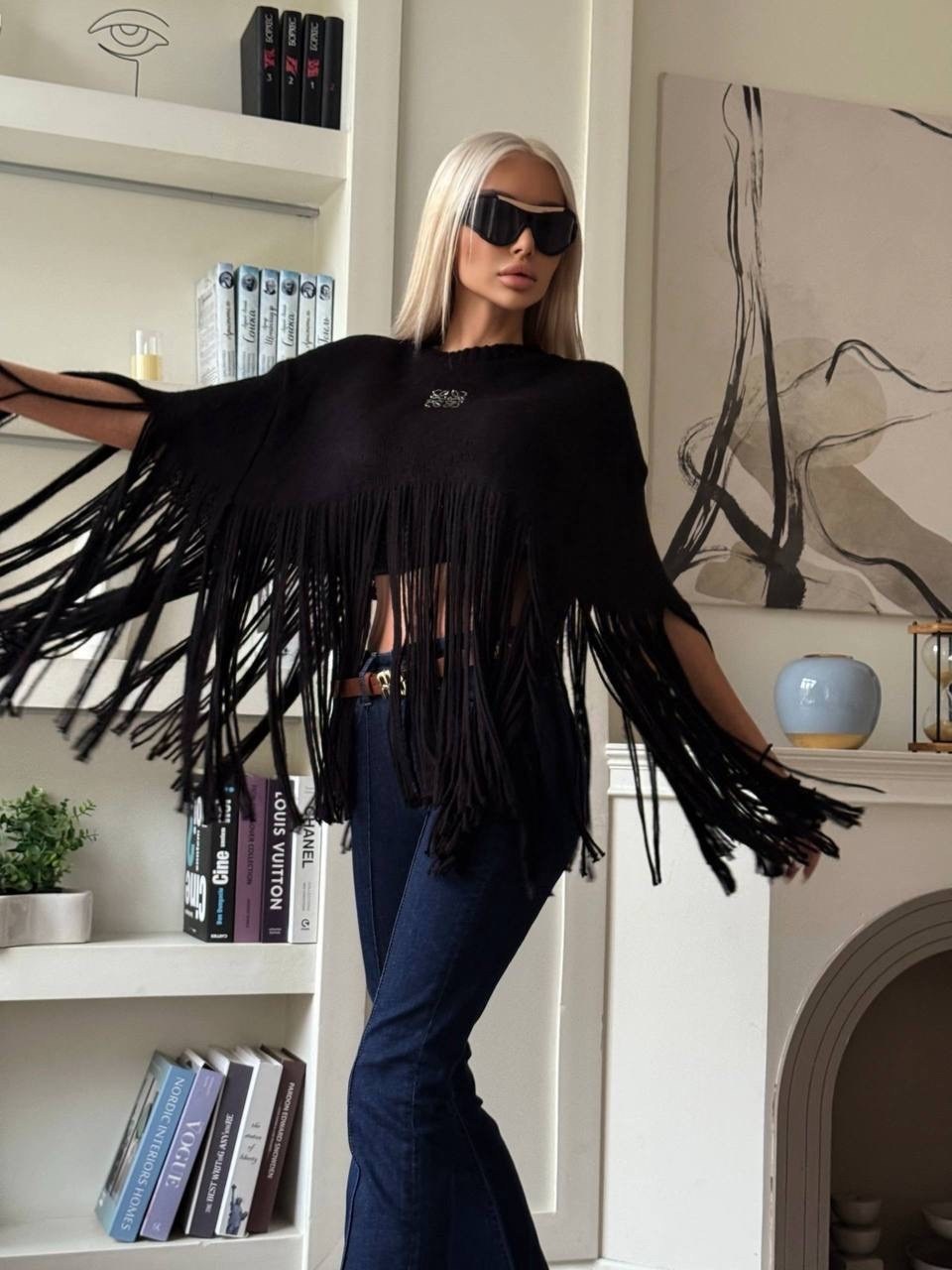 кофта с бахромой,свитер с бахромой,удлиненный свитер,модные пончо,одежда с бахромой