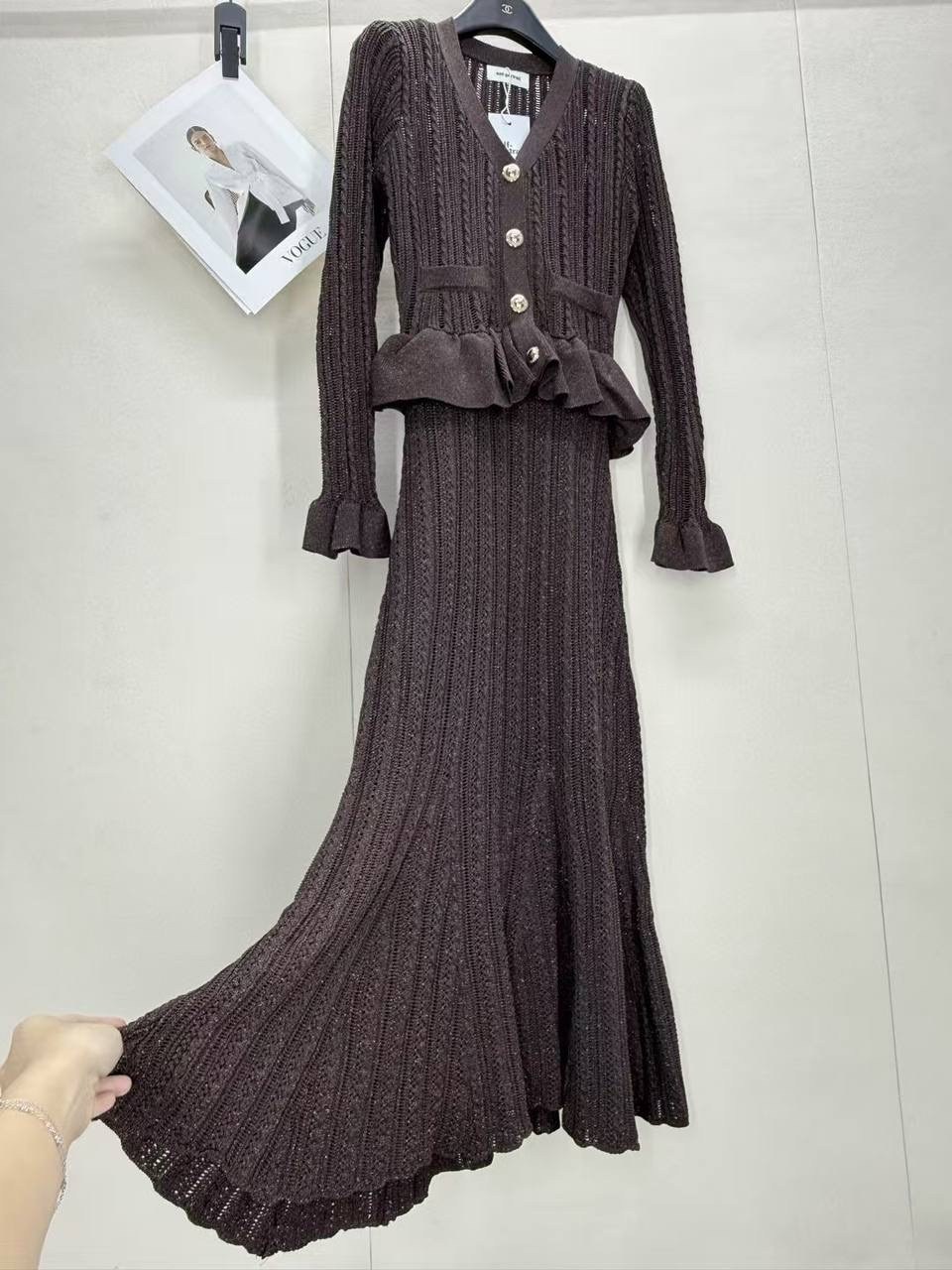 вязаные платья,платье в стиле,костюм с юбкой,женское вязаное платье с v-образным вырезом и длинными рукавами,трикотажное платье