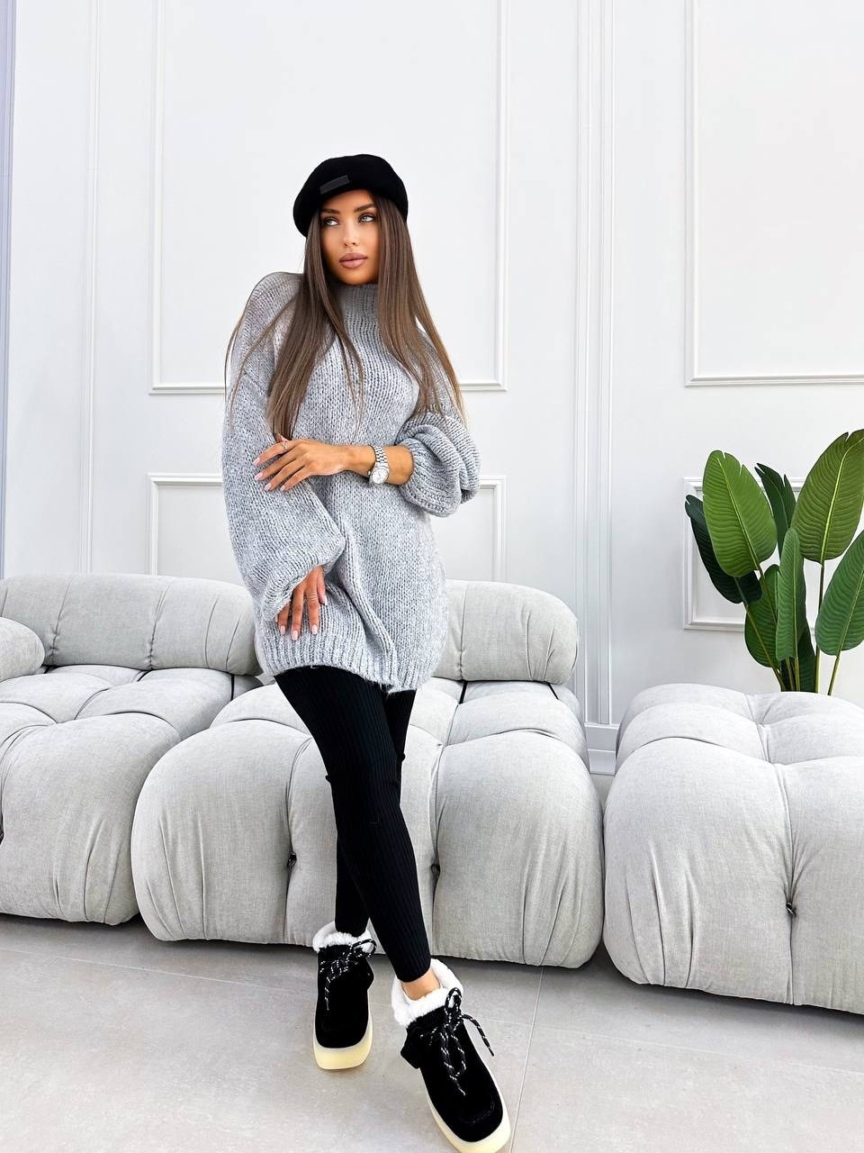 женский свитер оверсайз,свитер оверсайз белый вязаный туника с горлом jukoss 176588817,вязаный свитер оверсайз,туника вязаная,оверсайз белая кофта