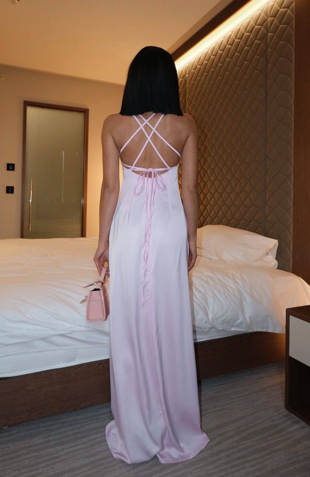 атласное платье,розовое платье,элегантное розовое атласное платье на бретельках с открытой спиной для женщин,вечернее платье длинное,вечернее платье женское