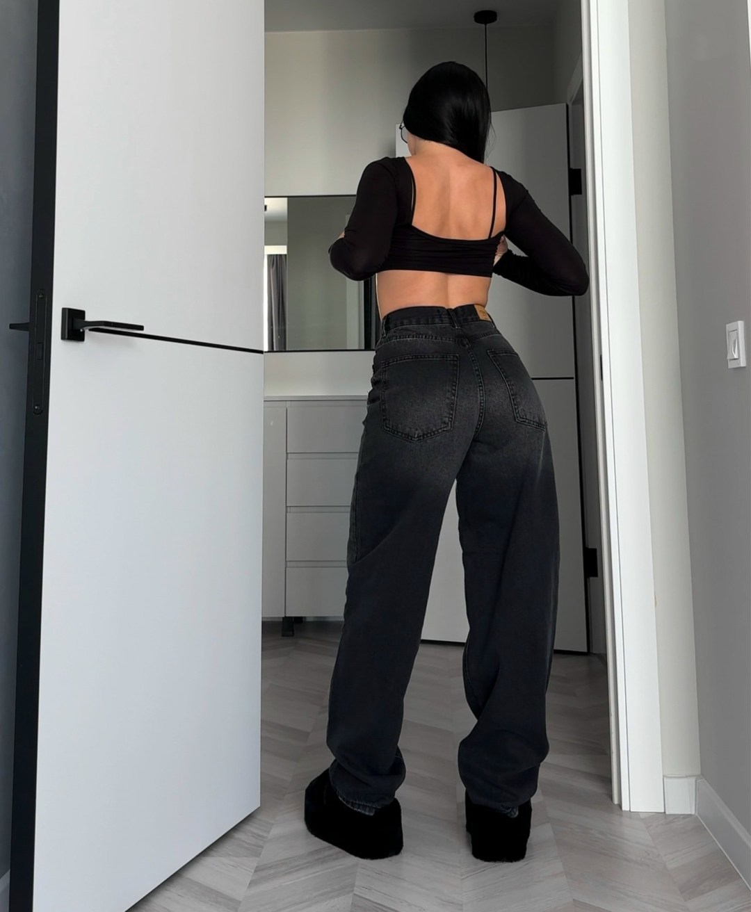 широкие серые джинсы женские,женские джинсы,женские джинсы багги,джинсы широкие,джинсы