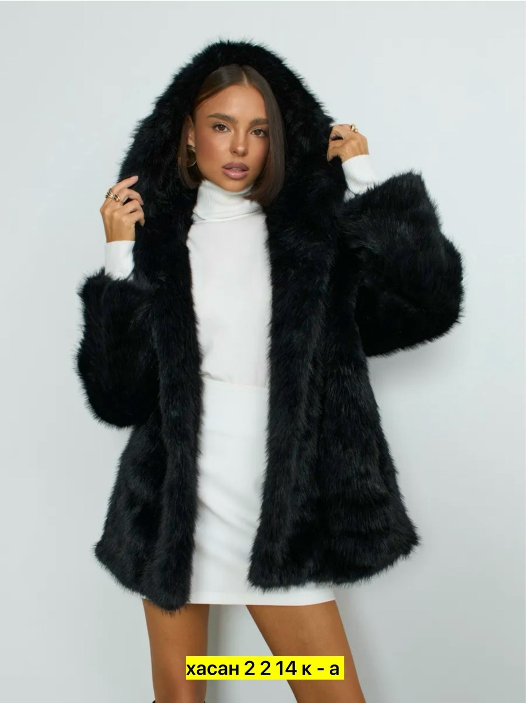 шуба искусственная экошуба короткая зимняя adilli,шуба из экомеха с капюшоном 46-52 цвет черный,шуба искусственная экошуба короткая зимняя adilli 539782499,шуба из экомеха с капюшоном 46-52 размер 48