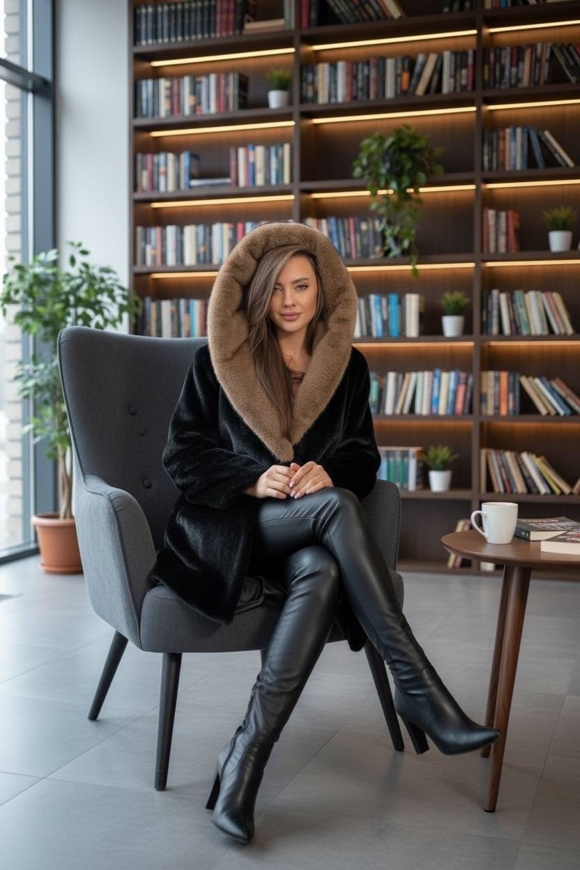 шуба fursini из норки с капюшоном,норковая шуба,шуба норковая с капюшоном,шуба из экомеха,шуба из норки с капюшоном