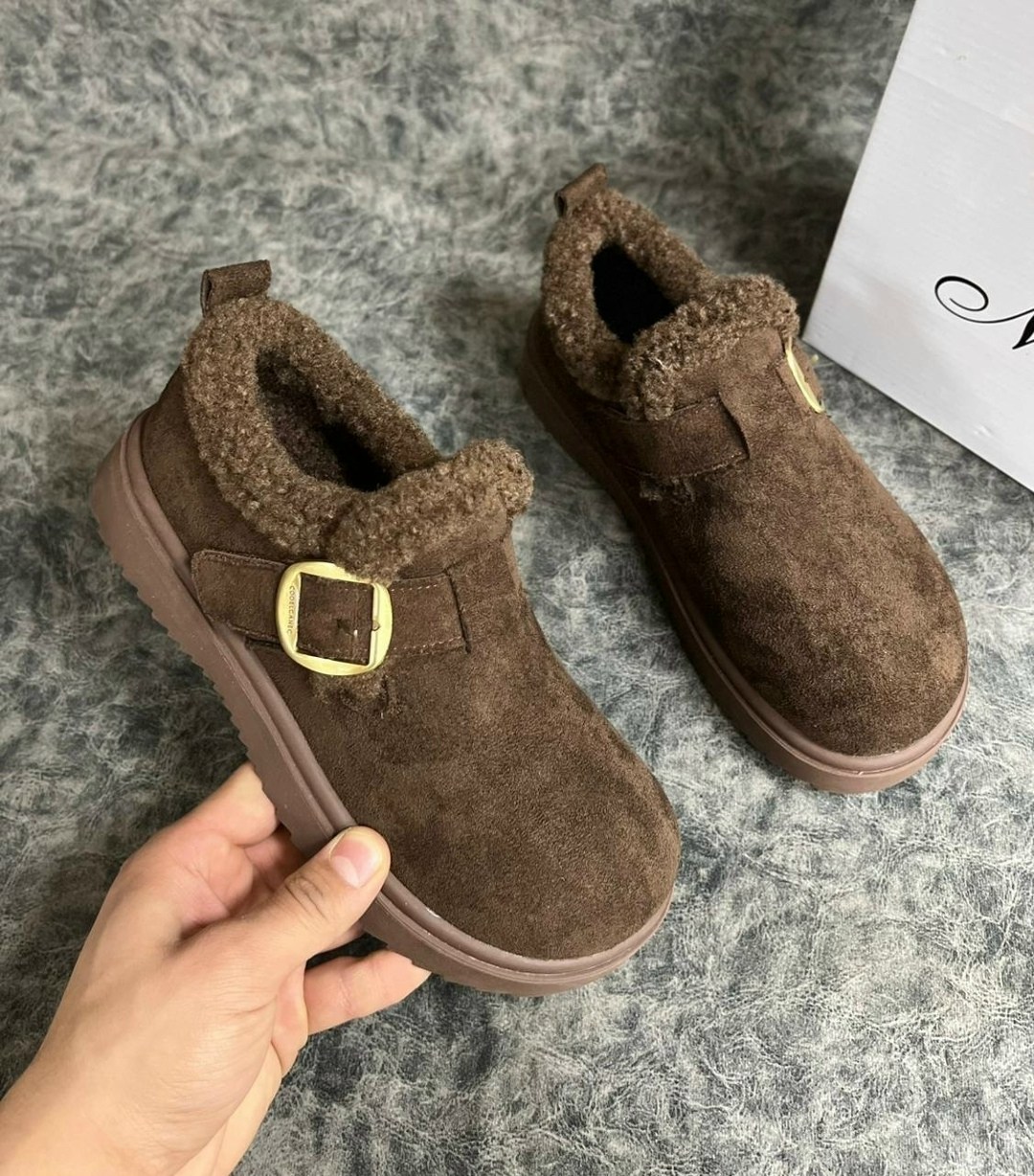 ,зимняя ,модные зимние новые женские короткие плюшевые полутапочки 2025 года,теплая ,зимняя женская