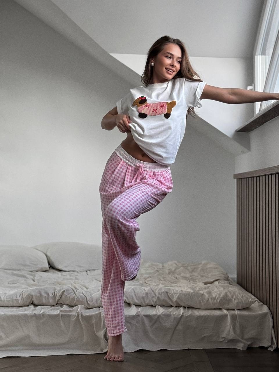 женская пижама с брюками,брюки в клетку пижамные,пижамы женски,пижамы со штанами,пижама с принтом