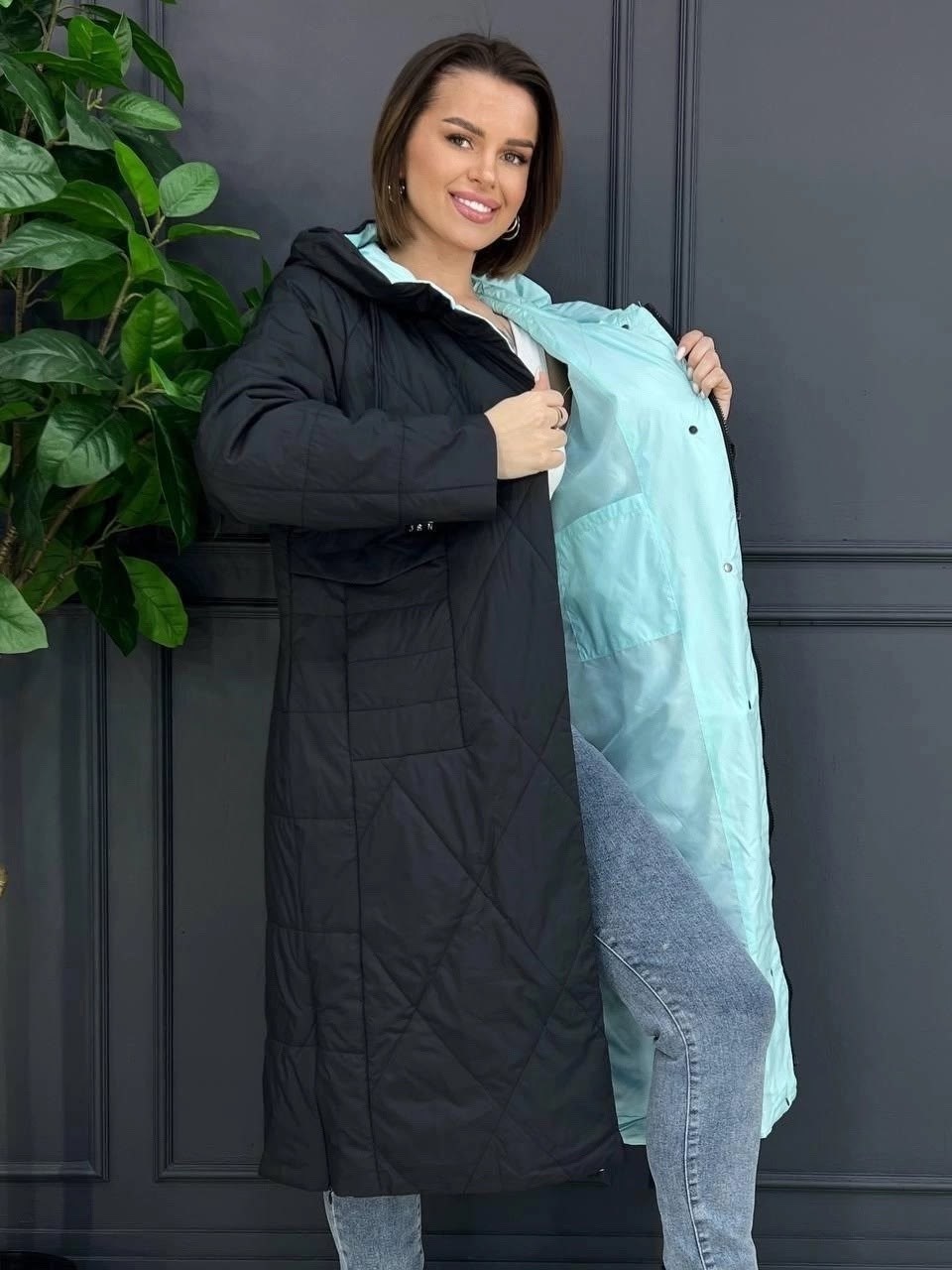 стеганое пальто с капюшоном,куртка женская,куртка женская демисезонная,удлиненная куртка,женская куртка пальто