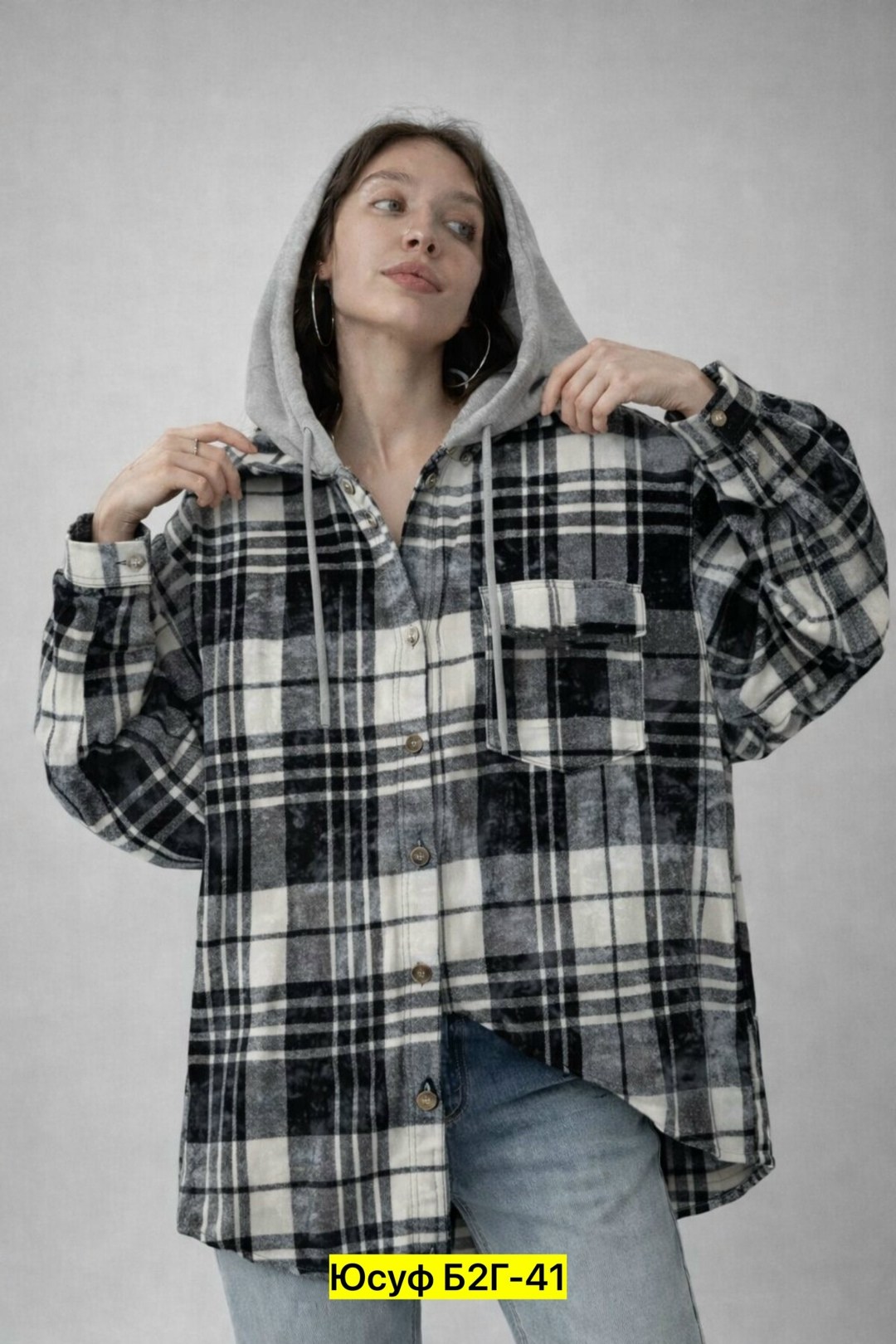 рубашка женская в клетку с капюшоном,рубашка в клетку с капюшоном оверсайз,рубашка с капюшоном,теплая рубашка оверсайз в клетку с капюшоном,рубашка в клетку с капюшоном