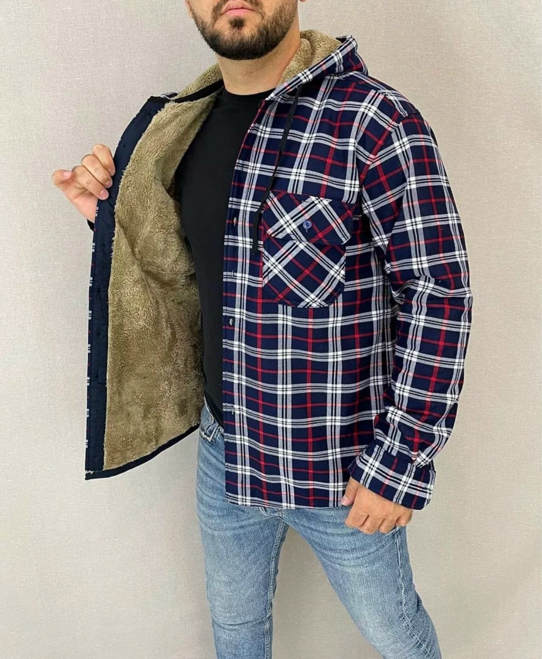 рубашка с капюшоном,рубашка теплая на флисе,мужская клетчатая рубашка,рубашка на флисе,теплая рубашка