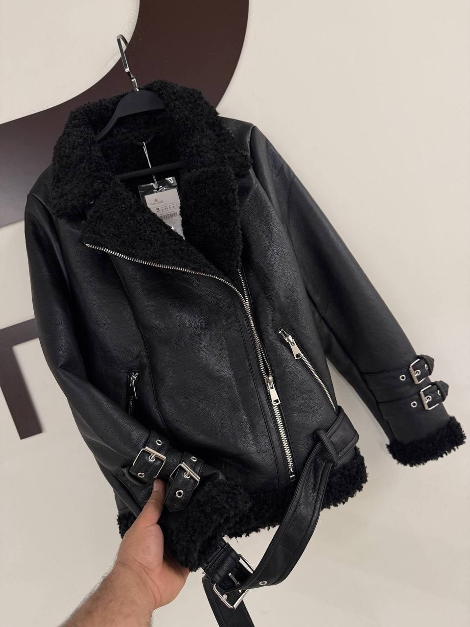 куртка acne studios leather shearling black черный,дубленка авиатор,куртка-дубленка удлиненная с отделкой под мех befree,кожаная куртка,дубленка авиатор страдивариус