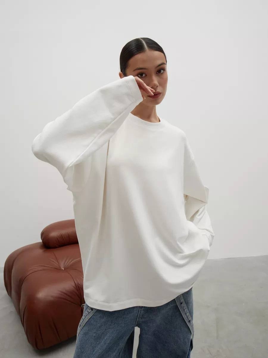 лонгслив оверсайз хлопковый базовый,лонгслив женский оверсайз из плотной ткани,лонгслив женская оверсайз,лонгслив женский оверсайз с длинным рукавом,лонгслив оверсайз