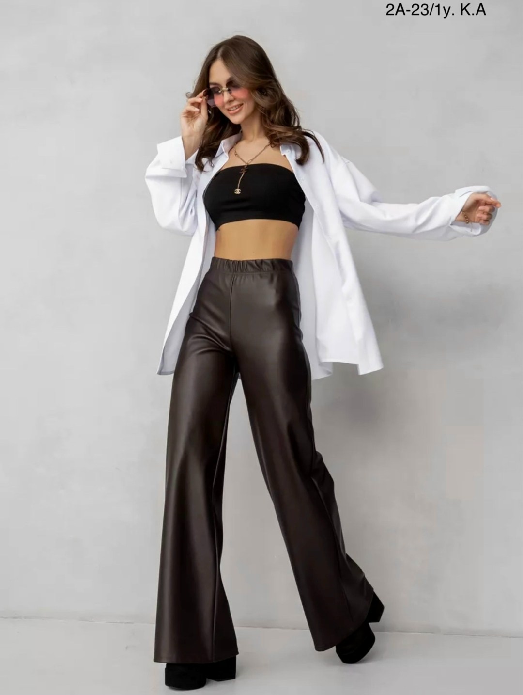 женские прямые брюки из искусственной кожи,широкие кожаные брюки,брюки кожаные палаццо штаны широкие floy,широкие брюки,брюки из искусственной кожи