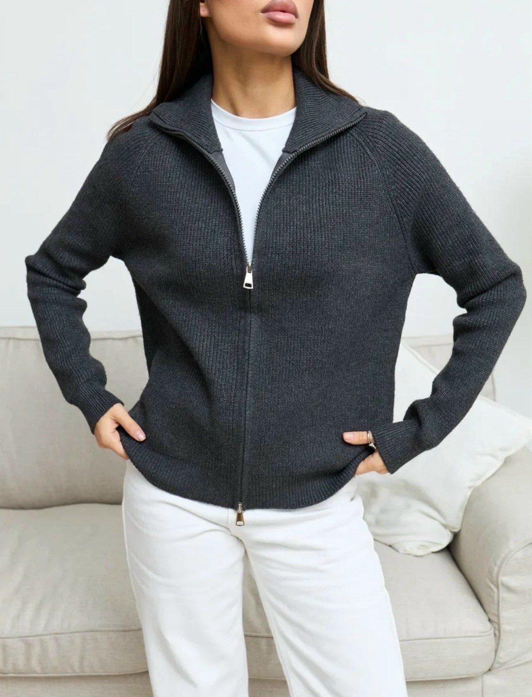 кофта женская,женские кардиганы,кардиган,свитер кашемировый кардиган на молнии oiko,кардиган женский на замке